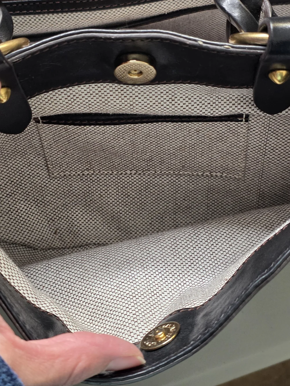 Dooney & Bourke Black Florentine Leather Tote with Braided Shoulder Straps